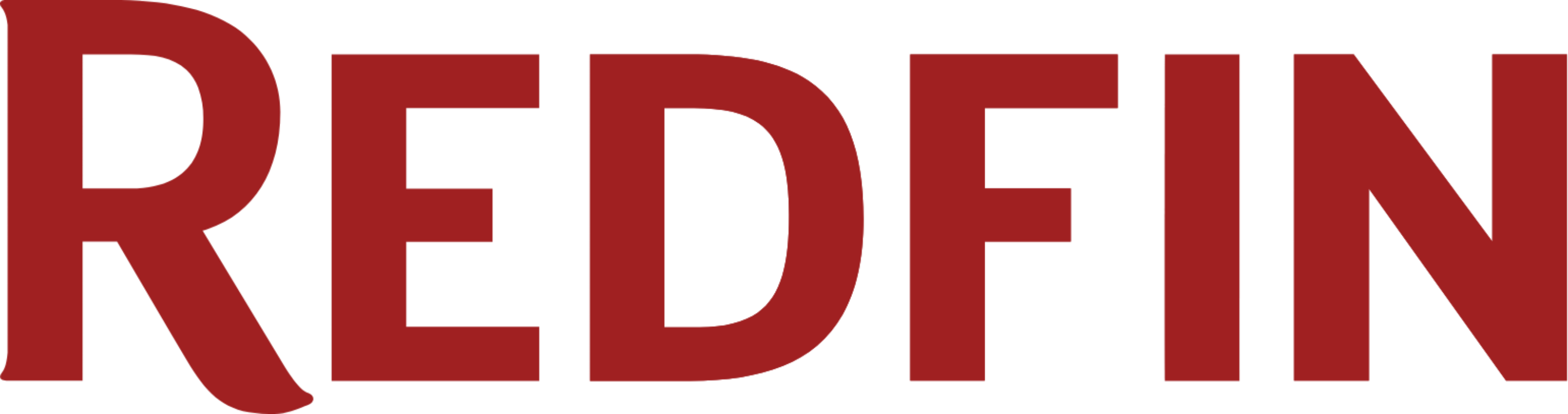 Redfin logo in red text on a black background